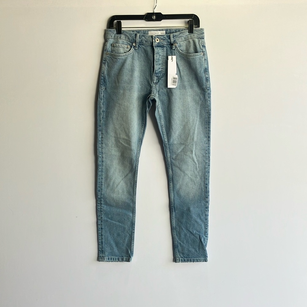 Topman Blue Slim Jeans with Vintage Fade